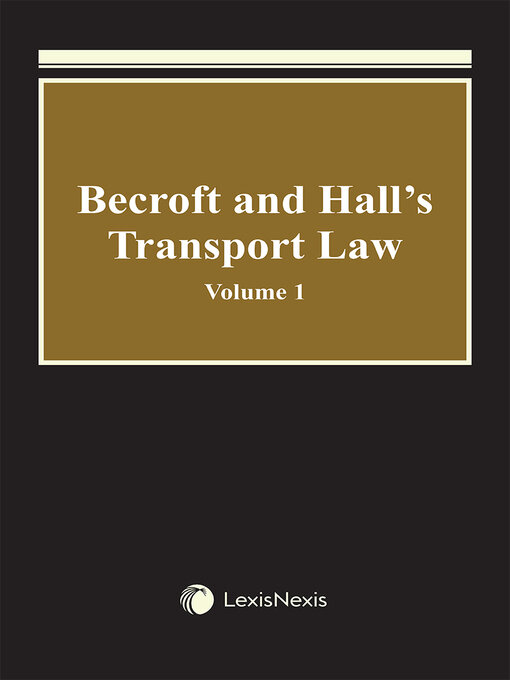 Title details for Becroft and Hall's Transport Law by Andrew Becroft - Wait list
